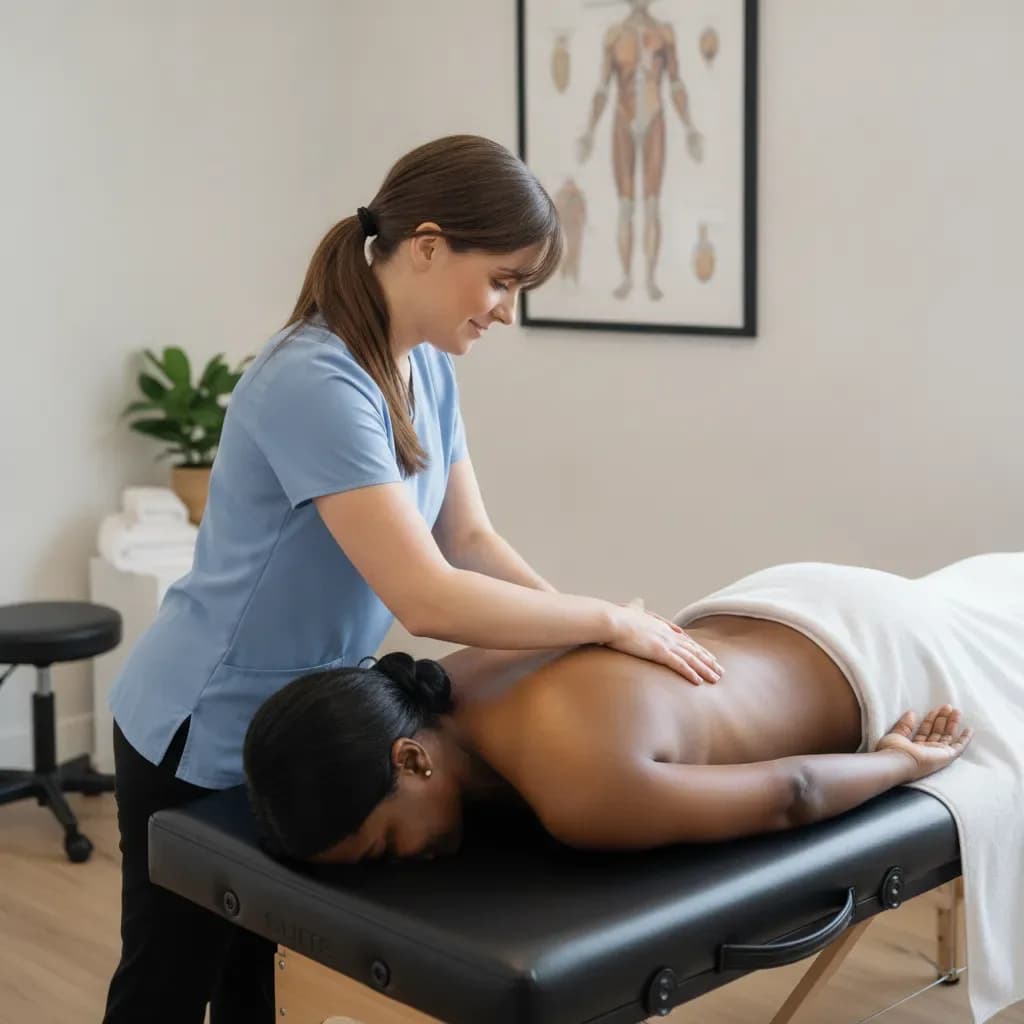 Myofascial release on the back/IT band, slow sustained pressure — Back In Balance Clinic, downtown Toronto